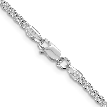 16 Inch Sterling Silver Rhodium-Plated 2.5mm Round Spiga Chain Necklace