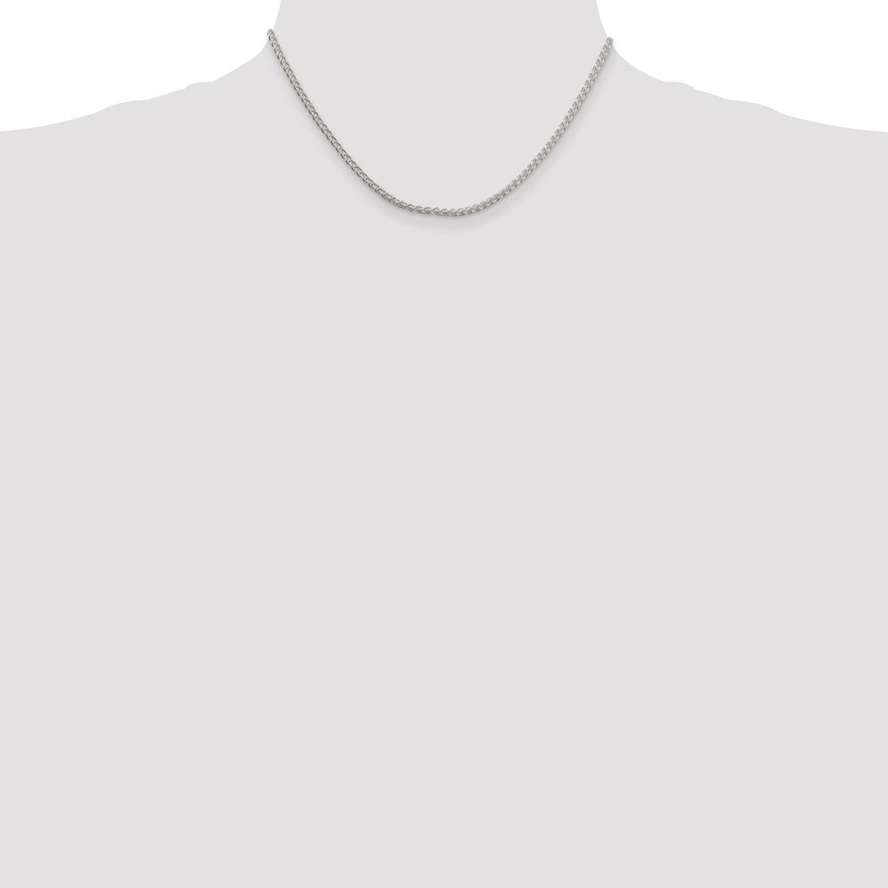 16 Inch Sterling Silver Rhodium-Plated 2.5mm Round Spiga Chain Necklace