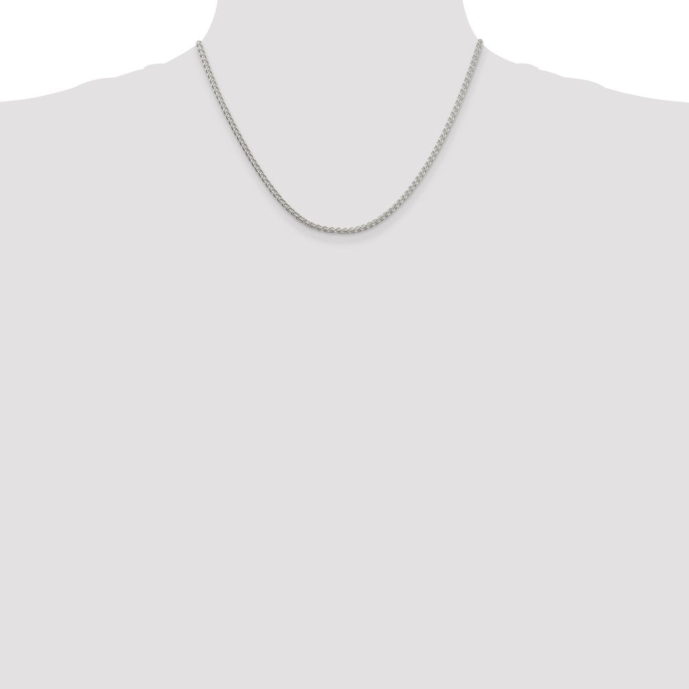 18 Inch Sterling Silver Rhodium-Plated 2.5mm Round Spiga Chain Necklace