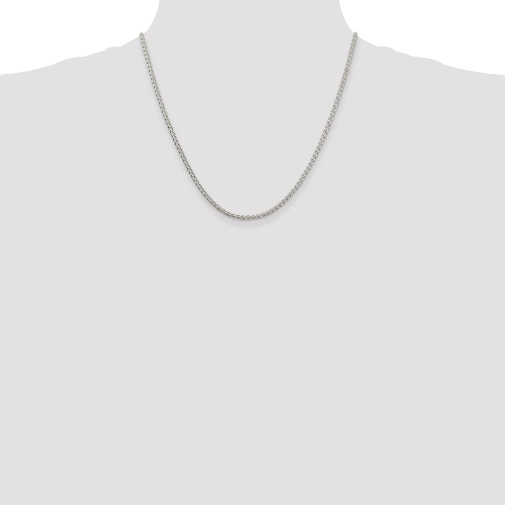 20 Inch Sterling Silver Rhodium-Plated 2.5mm Round Spiga Chain Necklace