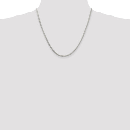 20 Inch Sterling Silver Rhodium-Plated 2.5mm Round Spiga Chain Necklace