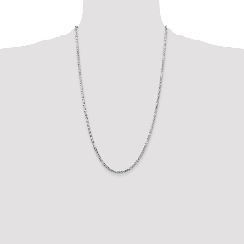 26 Inch Sterling Silver Rhodium-Plated 2.5mm Round Spiga Chain Necklace