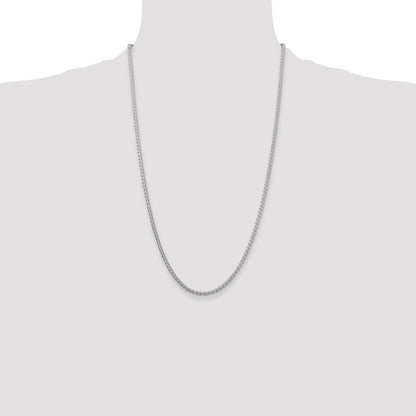 26 Inch Sterling Silver Rhodium-Plated 2.5mm Round Spiga Chain Necklace