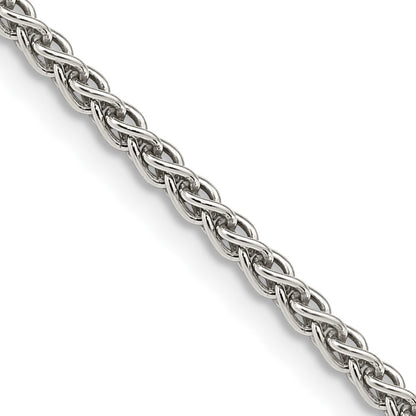 20 Inch Sterling Silver Rhodium-Plated 2.5mm Round Spiga Chain Necklace
