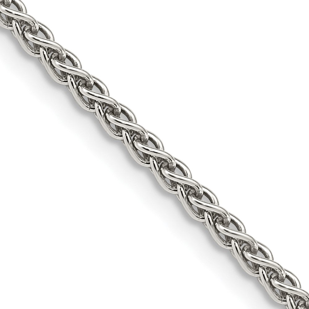 18 Inch Sterling Silver Rhodium-Plated 2.5mm Round Spiga Chain Necklace