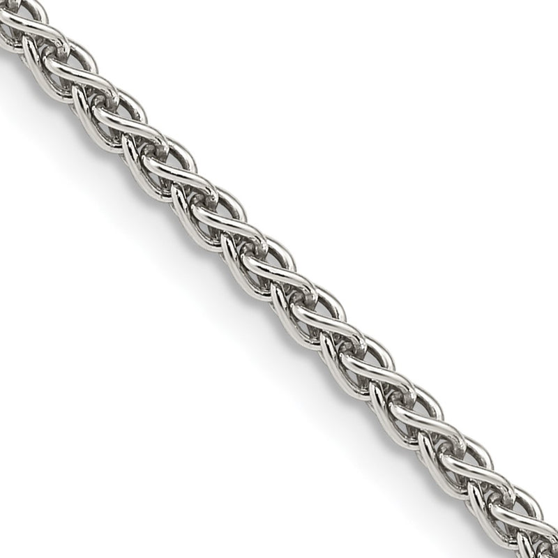 22 Inch Sterling Silver Rhodium-Plated 2.5mm Round Spiga Chain Necklace