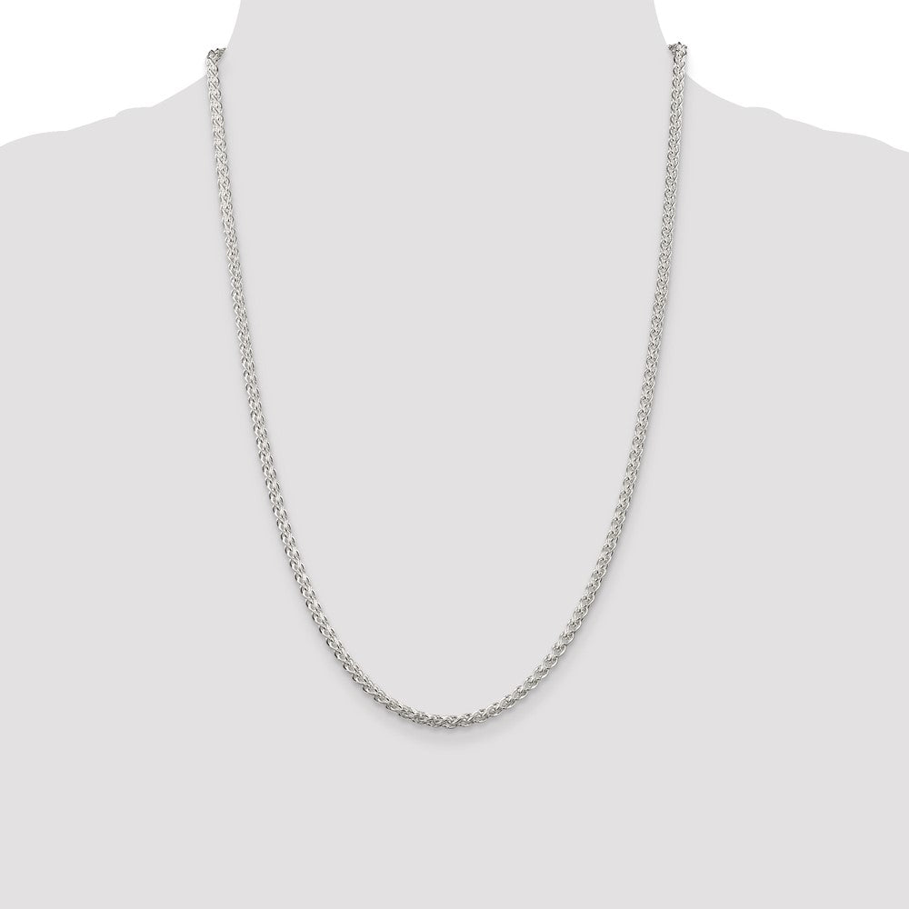 24 Inch Sterling Silver 3mm Round Spiga Chain Necklace