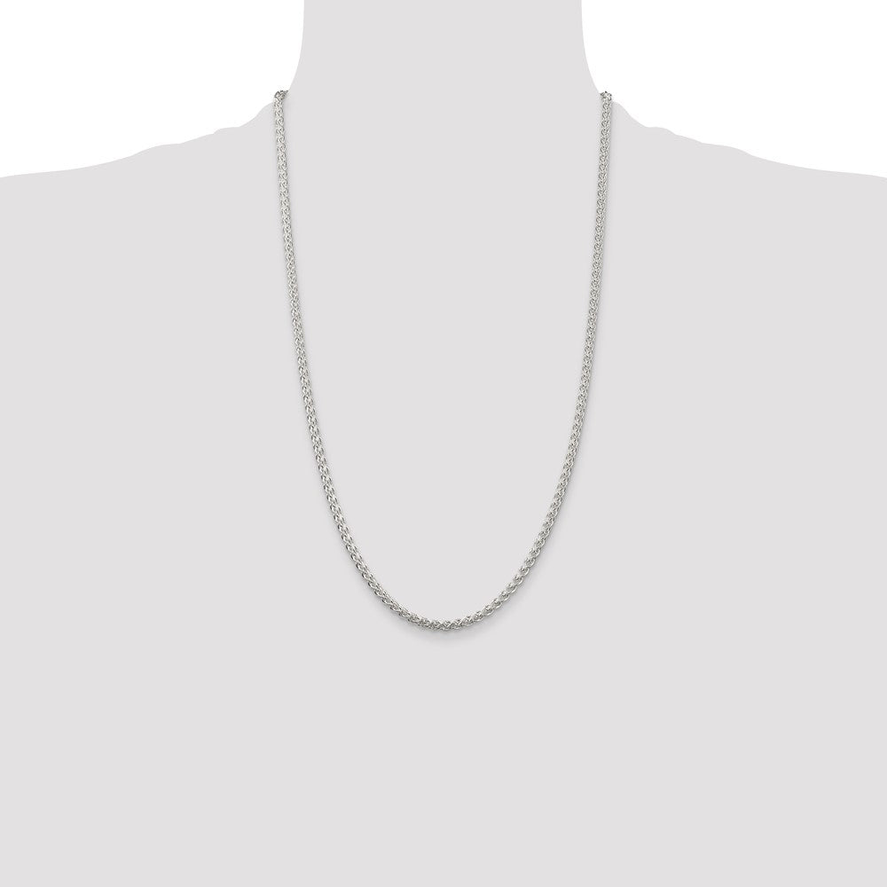26 Inch Sterling Silver 3mm Round Spiga Chain Necklace