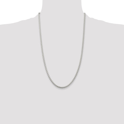 26 Inch Sterling Silver 3mm Round Spiga Chain Necklace