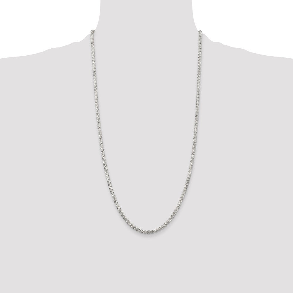 28 Inch Sterling Silver 3mm Round Spiga Chain Necklace
