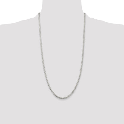 28 Inch Sterling Silver 3mm Round Spiga Chain Necklace