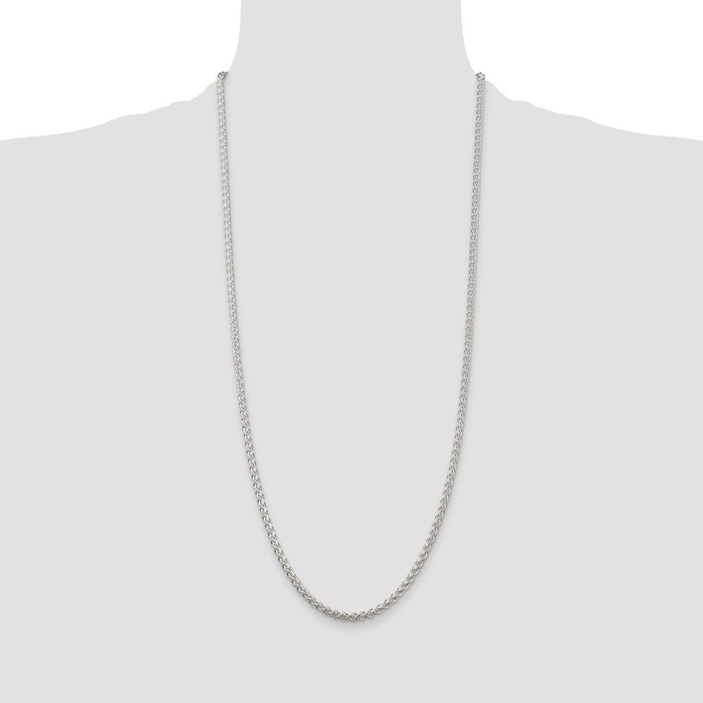 30 Inch Sterling Silver 3mm Round Spiga Chain Necklace