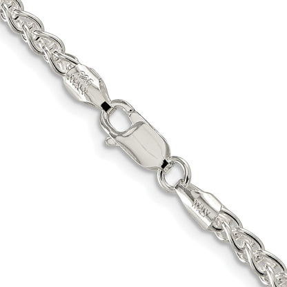Sterling Silver Rhodium-Plated 3mm Round Spiga Chain