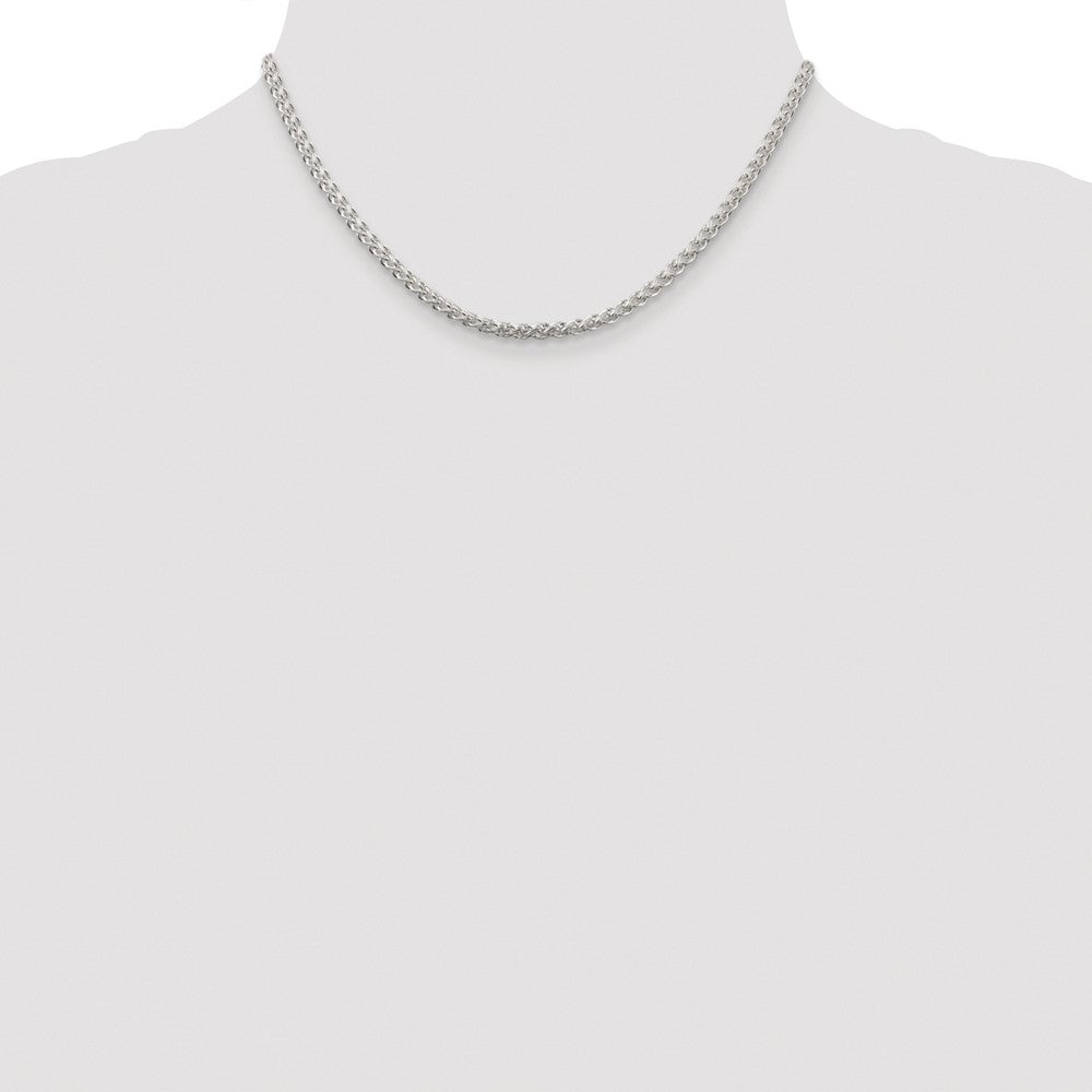 Sterling Silver Rhodium-Plated 3mm Round Spiga Chain