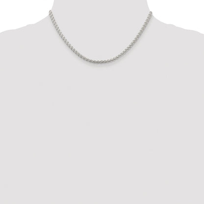 Sterling Silver Rhodium-Plated 3mm Round Spiga Chain