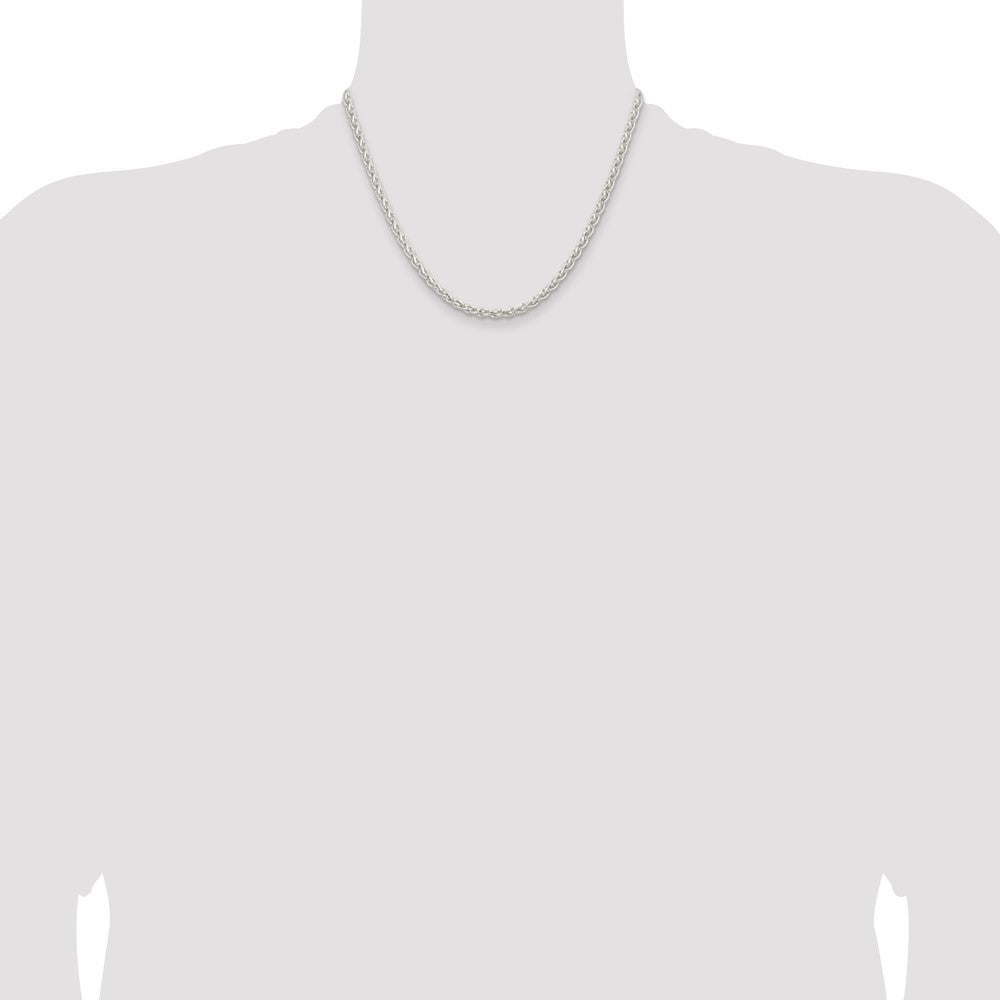 18 Inch Sterling Silver 3.7mm Round Spiga Chain Necklace