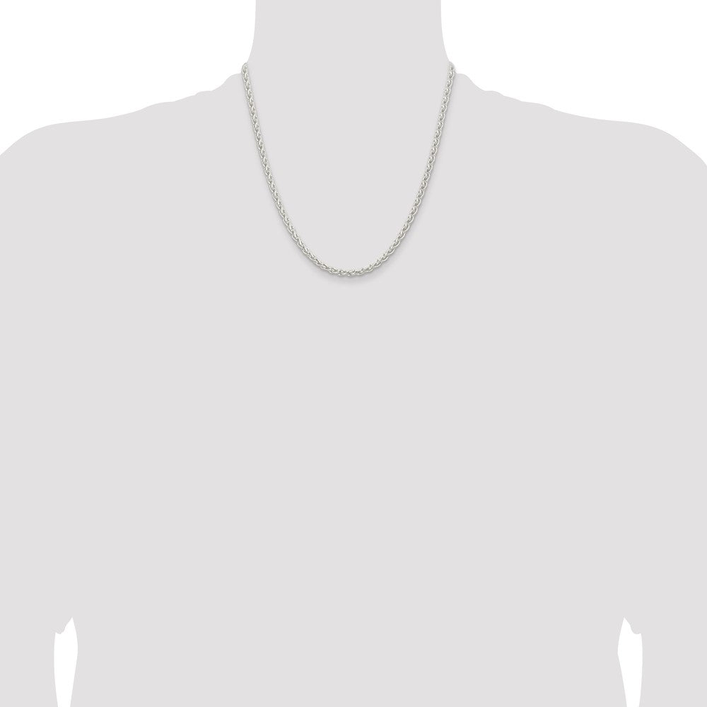 20 Inch Sterling Silver 3.7mm Round Spiga Chain Necklace