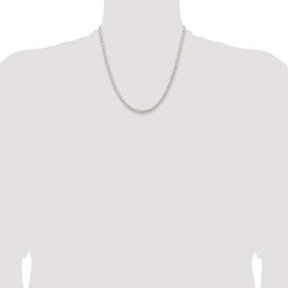 20 Inch Sterling Silver 3.7mm Round Spiga Chain Necklace