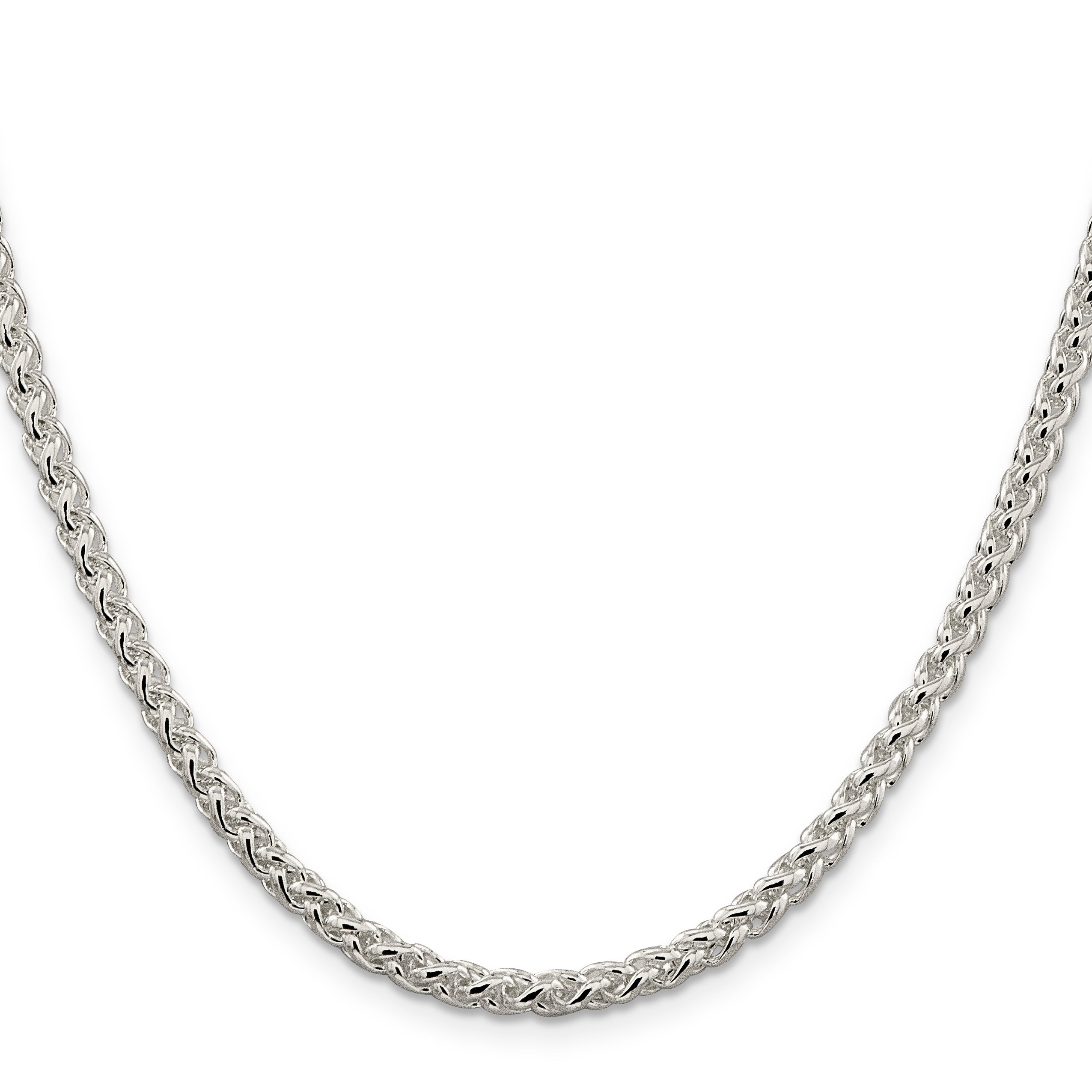 18 Inch Sterling Silver 4mm Round Spiga Chain Necklace
