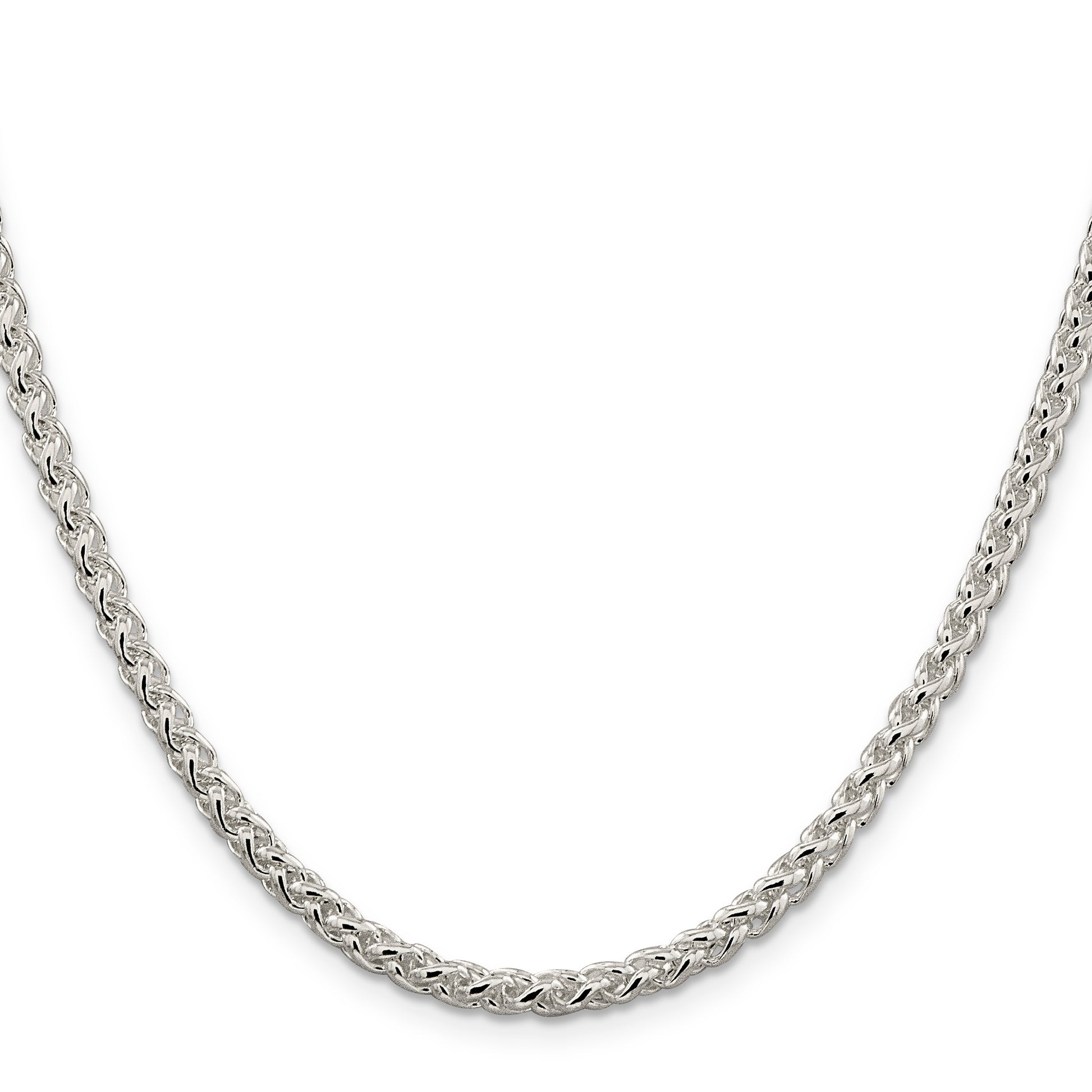 18 Inch Sterling Silver 4mm Round Spiga Chain Necklace