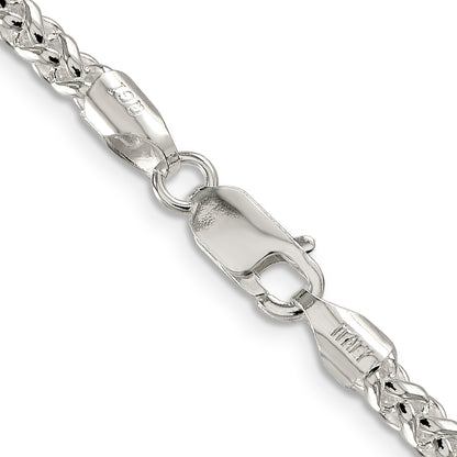 18 Inch Sterling Silver 4mm Round Spiga Chain Necklace