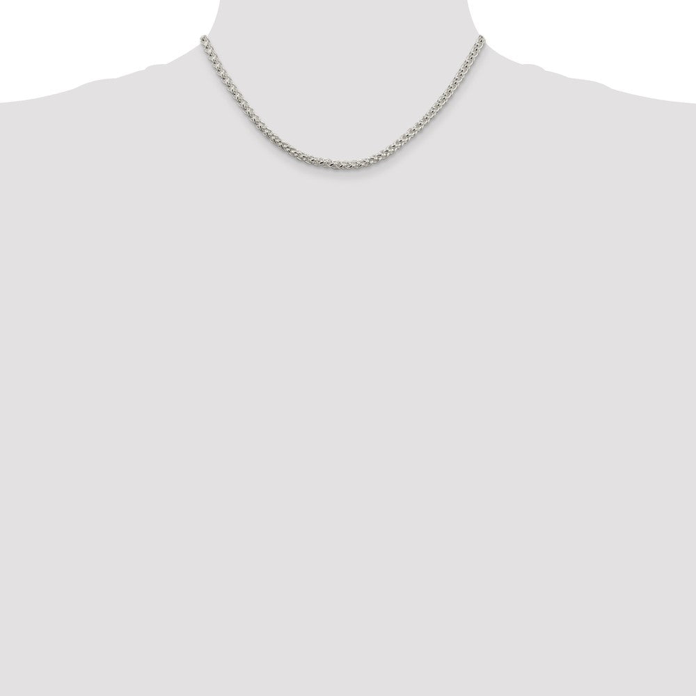 16 Inch Sterling Silver 4mm Round Spiga Chain Necklace