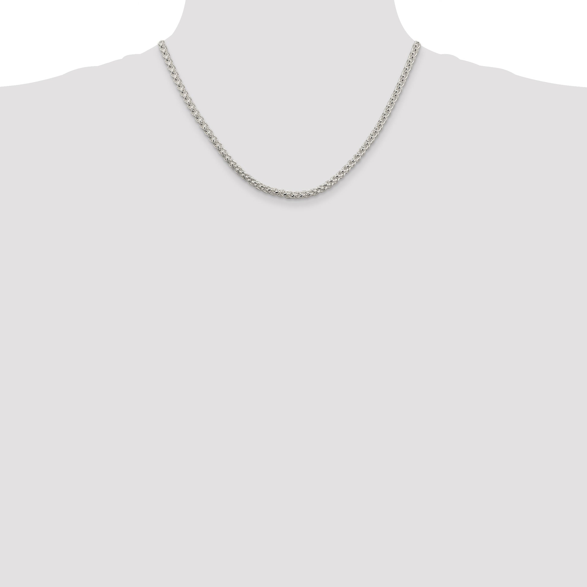 18 Inch Sterling Silver 4mm Round Spiga Chain Necklace