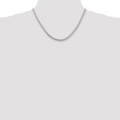 18 Inch Sterling Silver 4mm Round Spiga Chain Necklace