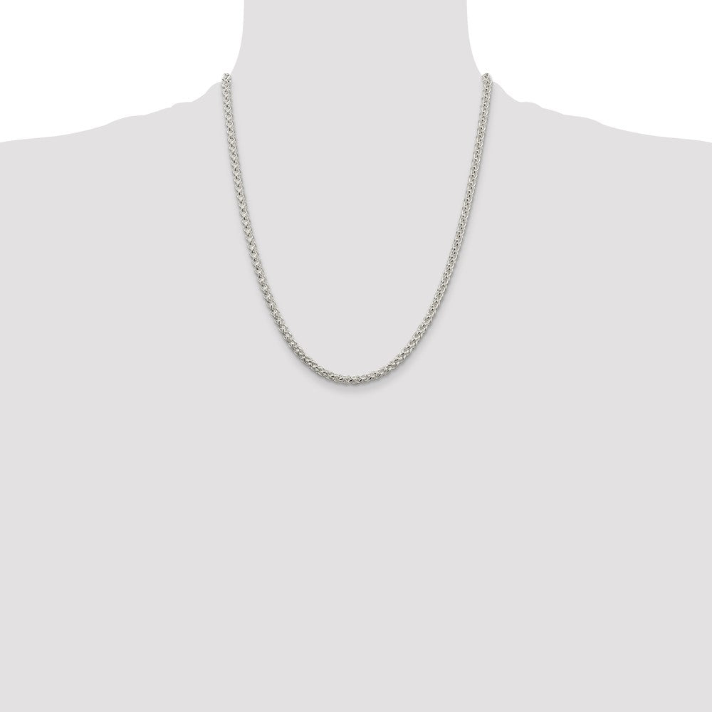 22 Inch Sterling Silver 4mm Round Spiga Chain Necklace