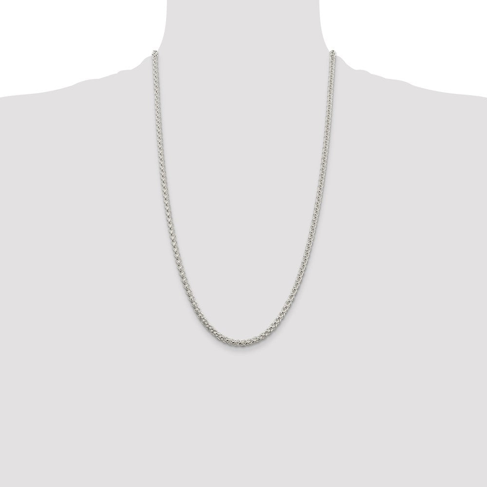 26 Inch Sterling Silver 4mm Round Spiga Chain Necklace