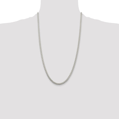 26 Inch Sterling Silver 4mm Round Spiga Chain Necklace