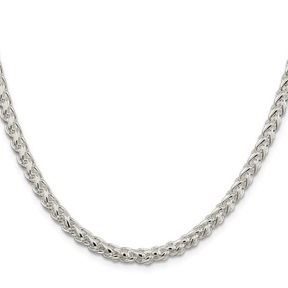 24 Inch Sterling Silver 5mm Round Spiga Chain Necklace