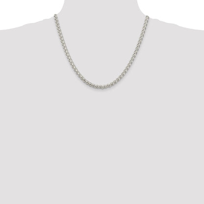 20 Inch Sterling Silver 5mm Round Spiga Chain Necklace