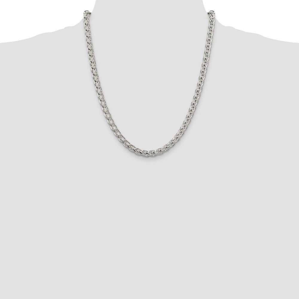 22 Inch Sterling Silver 6mm Round Spiga Chain Necklace