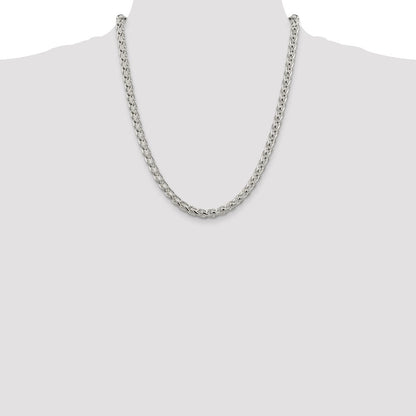 22 Inch Sterling Silver 6mm Round Spiga Chain Necklace