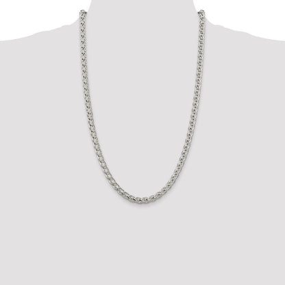 26 Inch Sterling Silver 6mm Round Spiga Chain Necklace