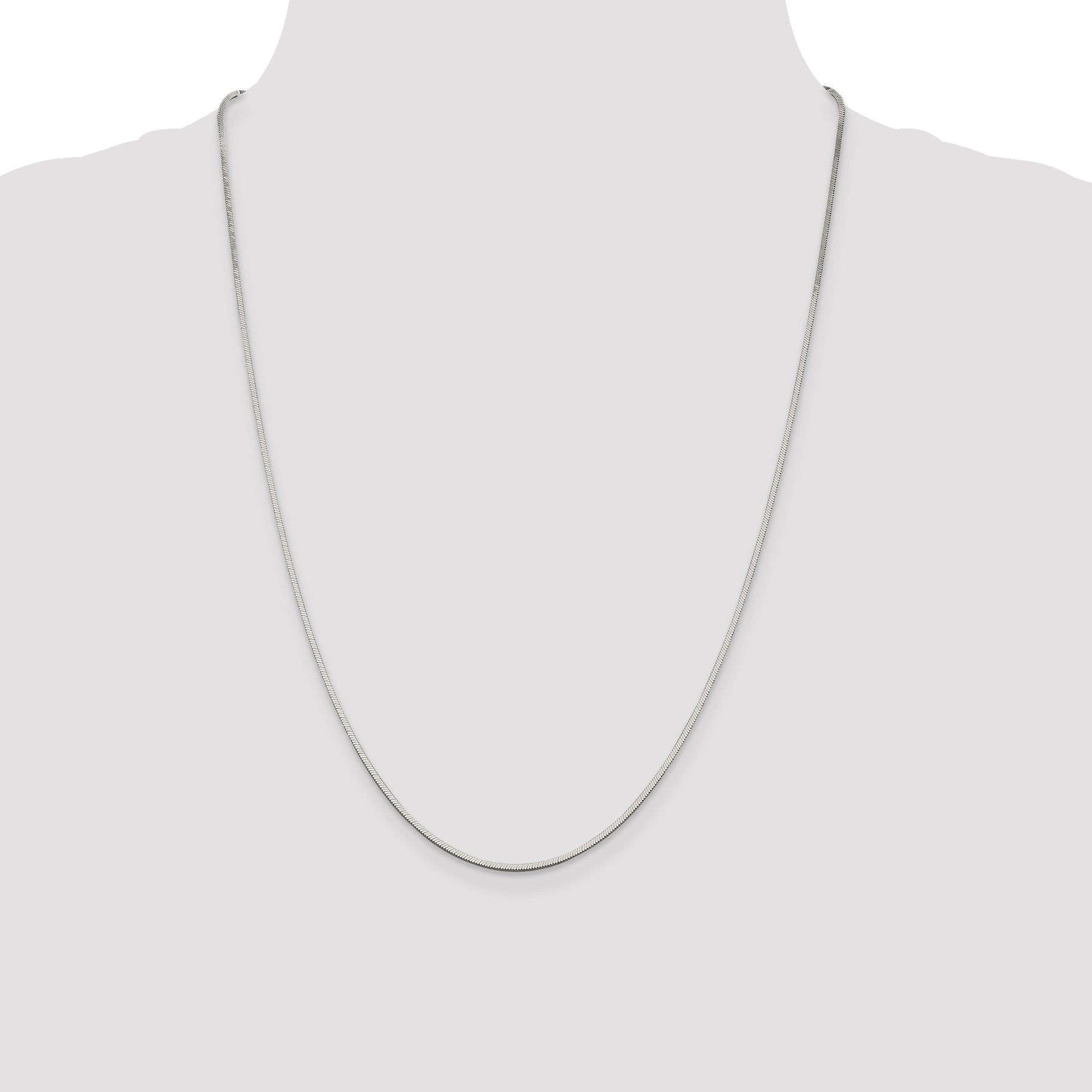 24 Inch Sterling Silver 1.25mm Square Snake Chain