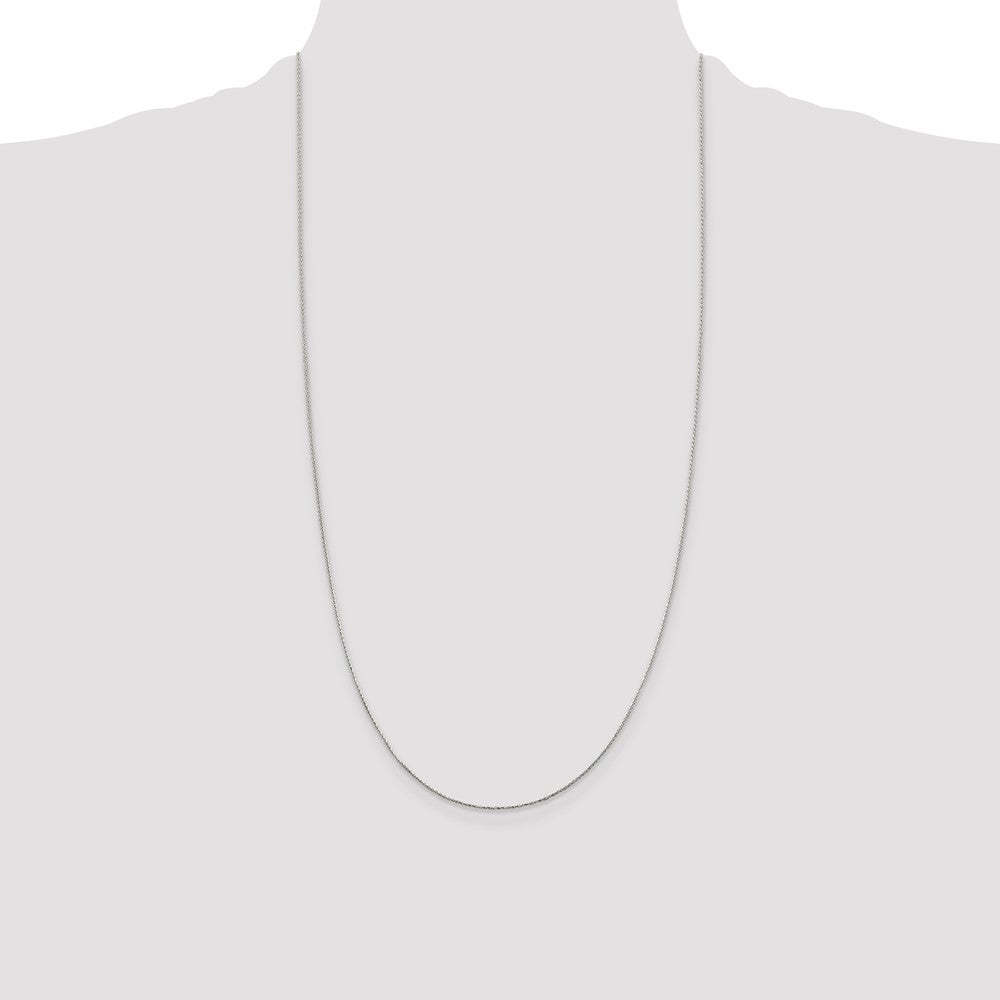 28 Inch Sterling Silver .85mm Diamond-Cut Round Spiga Chain Necklace