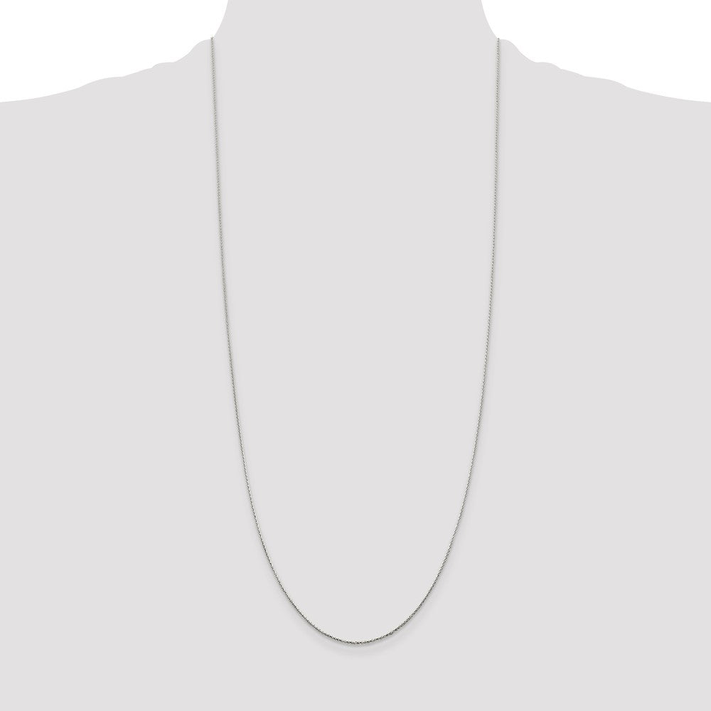 30 Inch Sterling Silver .85mm Diamond-Cut Round Spiga Chain Necklace