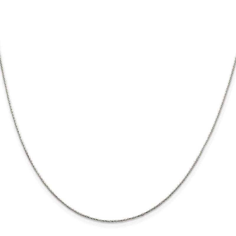 Sterling Silver Rhodium-Plated .85mm Diamond-Cut Round Spiga Chain