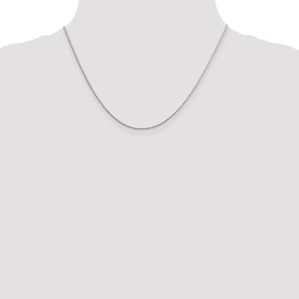 18 Inch Sterling Silver 1.25mm Diamond-Cut Round Spiga Chain Necklace