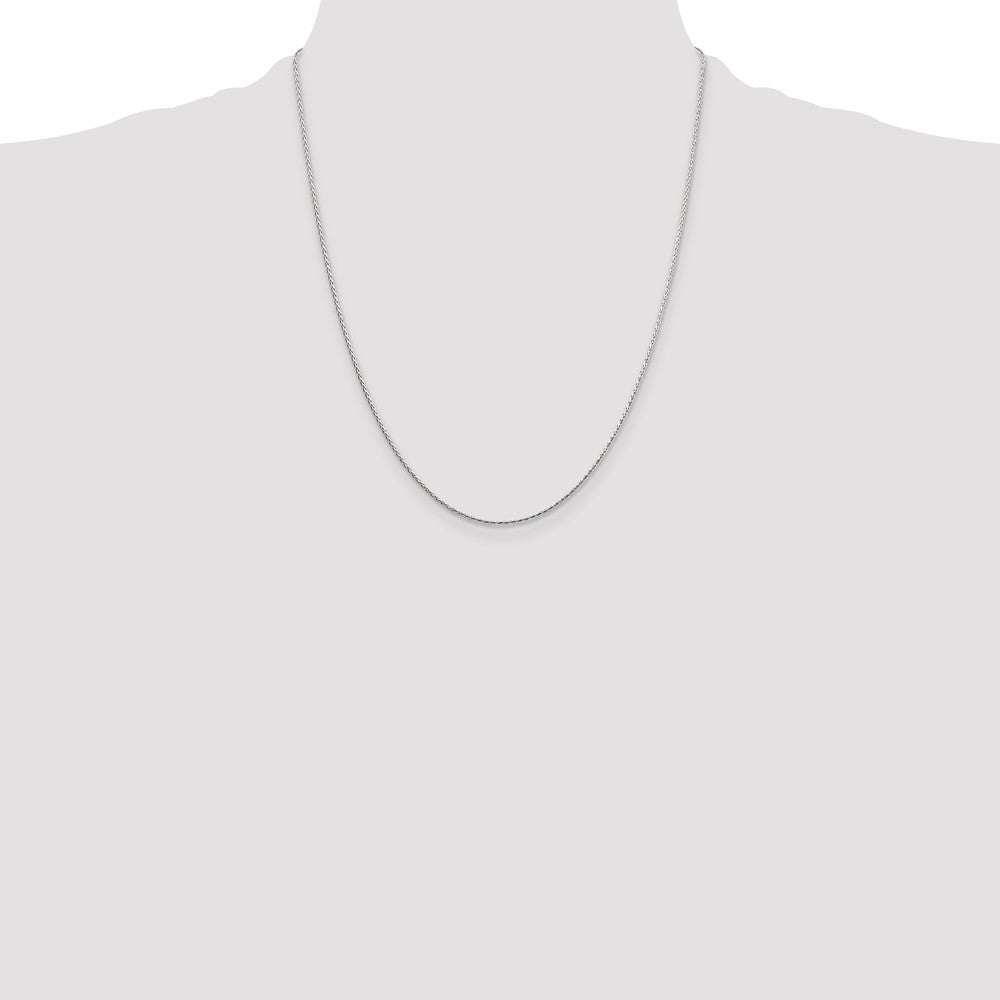 22 Inch Sterling Silver 1.25mm Diamond-Cut Round Spiga Chain Necklace