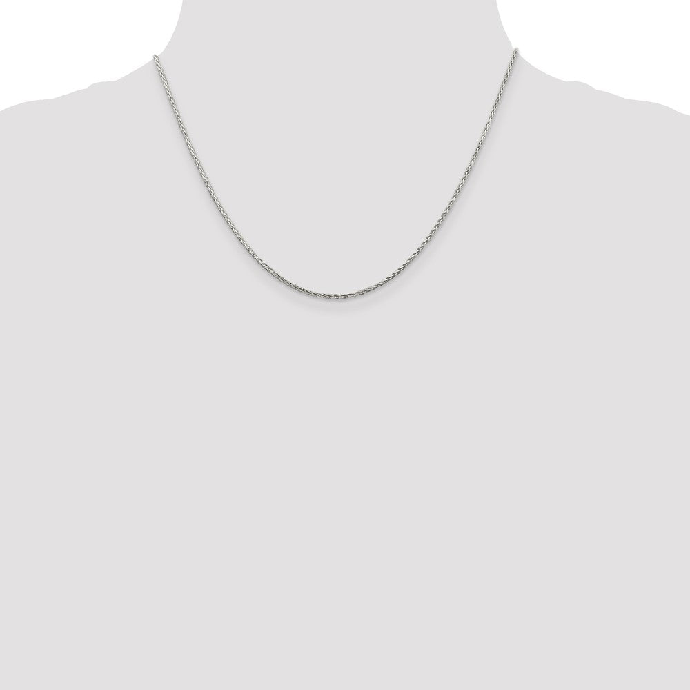 18 Inch Sterling Silver 1.45mm Diamond-Cut Round Spiga Chain Necklace