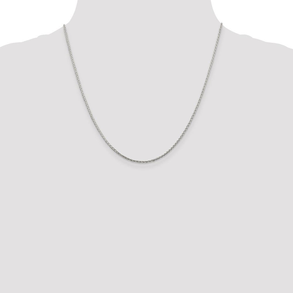 20 Inch Sterling Silver 1.45mm Diamond-Cut Round Spiga Chain Necklace