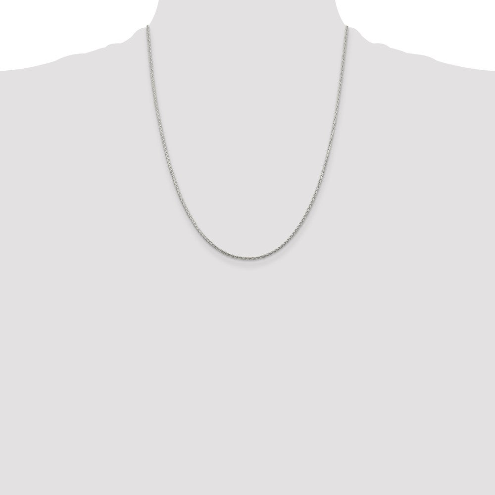22 Inch Sterling Silver 1.45mm Diamond-Cut Round Spiga Chain Necklace