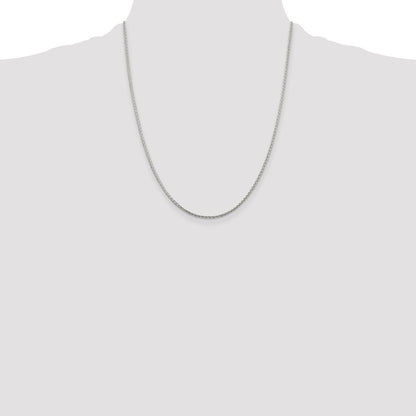 22 Inch Sterling Silver 1.45mm Diamond-Cut Round Spiga Chain Necklace