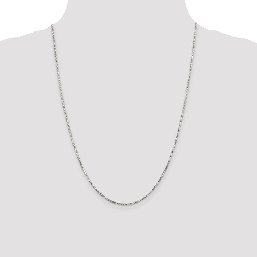 24 Inch Sterling Silver 1.45mm Diamond-Cut Round Spiga Chain Necklace