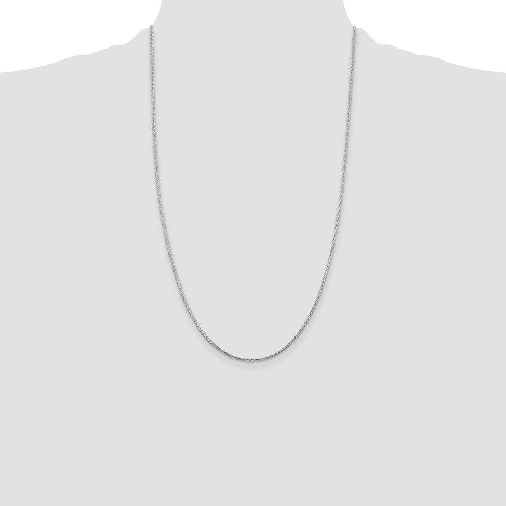 26 Inch Sterling Silver 1.45mm Diamond-Cut Round Spiga Chain Necklace