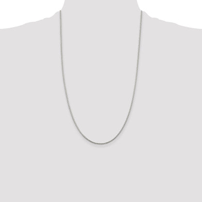 26 Inch Sterling Silver 1.45mm Diamond-Cut Round Spiga Chain Necklace