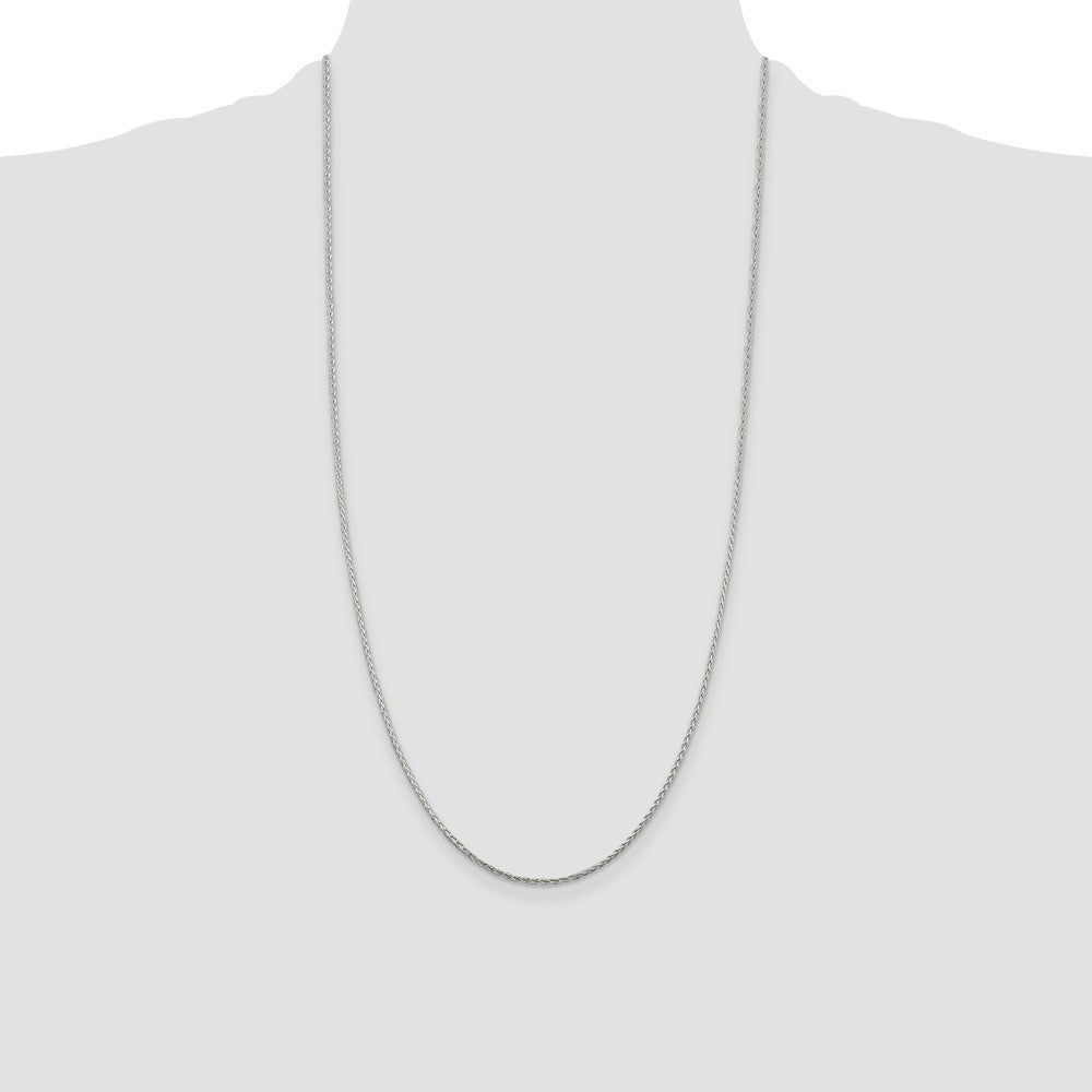 28 Inch Sterling Silver 1.45mm Diamond-Cut Round Spiga Chain Necklace